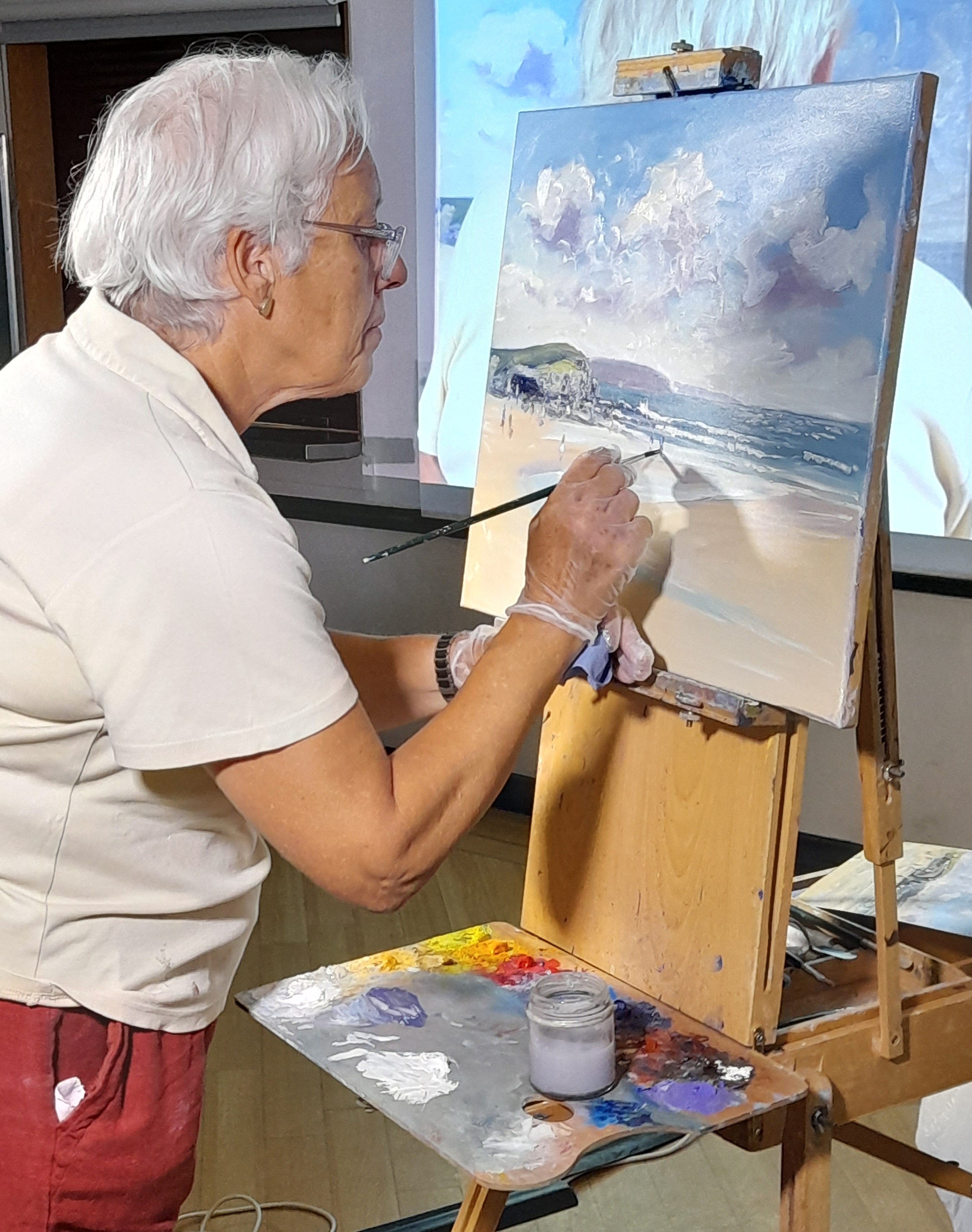 Seascape in oils, demonstration for N Weald Art Group