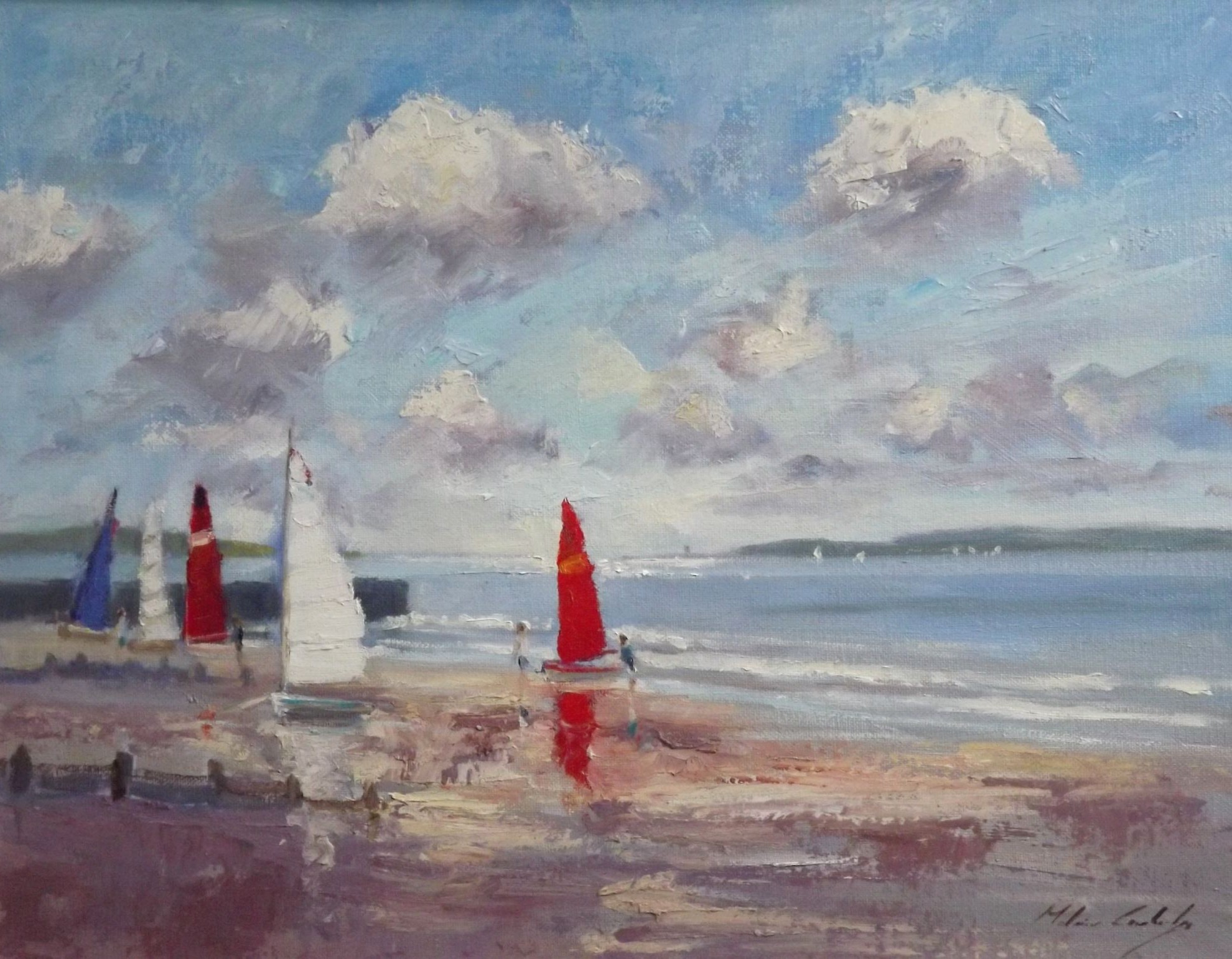 Red Sails on the beach at low time near Lee on Solent